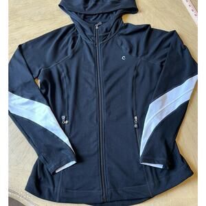 Black Define Jacket Slimming Full Zip Active Gym Quick Dry Pockets Thumb Women L